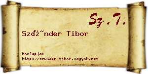 Szünder Tibor névjegykártya